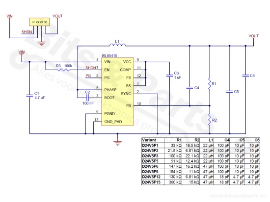 Buckconverter Step Down DC-DC Uin:12,1-36V Uout:12V 500mA - Pololu 2846 